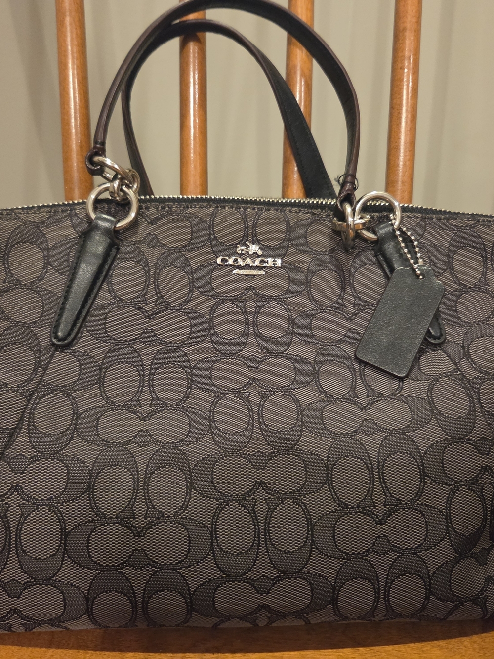 Coach Signature Satchel - Black And Gray